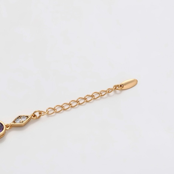 Amethyst Bracelet Drop 18k Gold Plated Luxury Jewelry - Picture 4 of 10